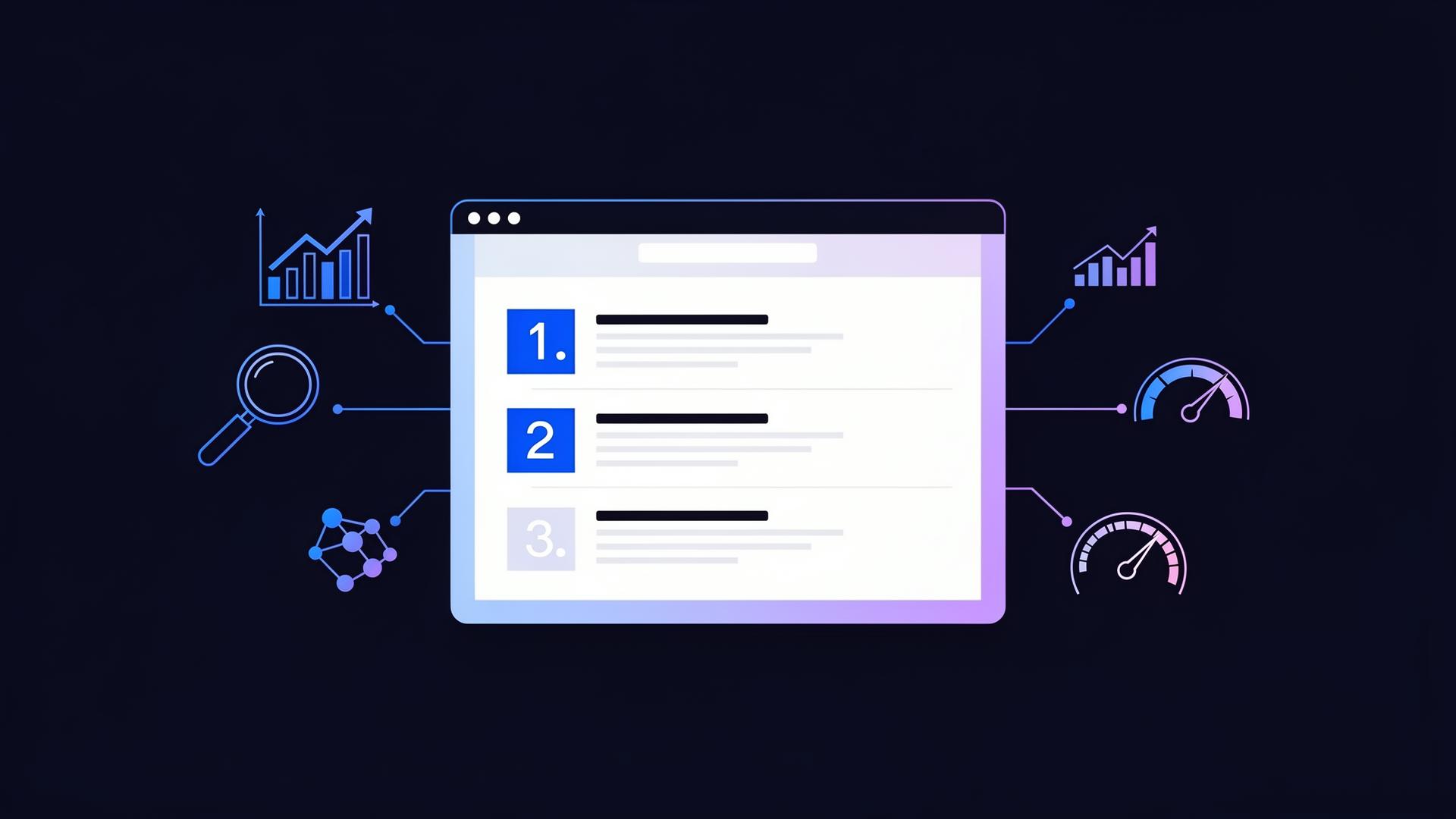 SEO-optimalisering illustrasjon med søkeresultater og vekstgrafer